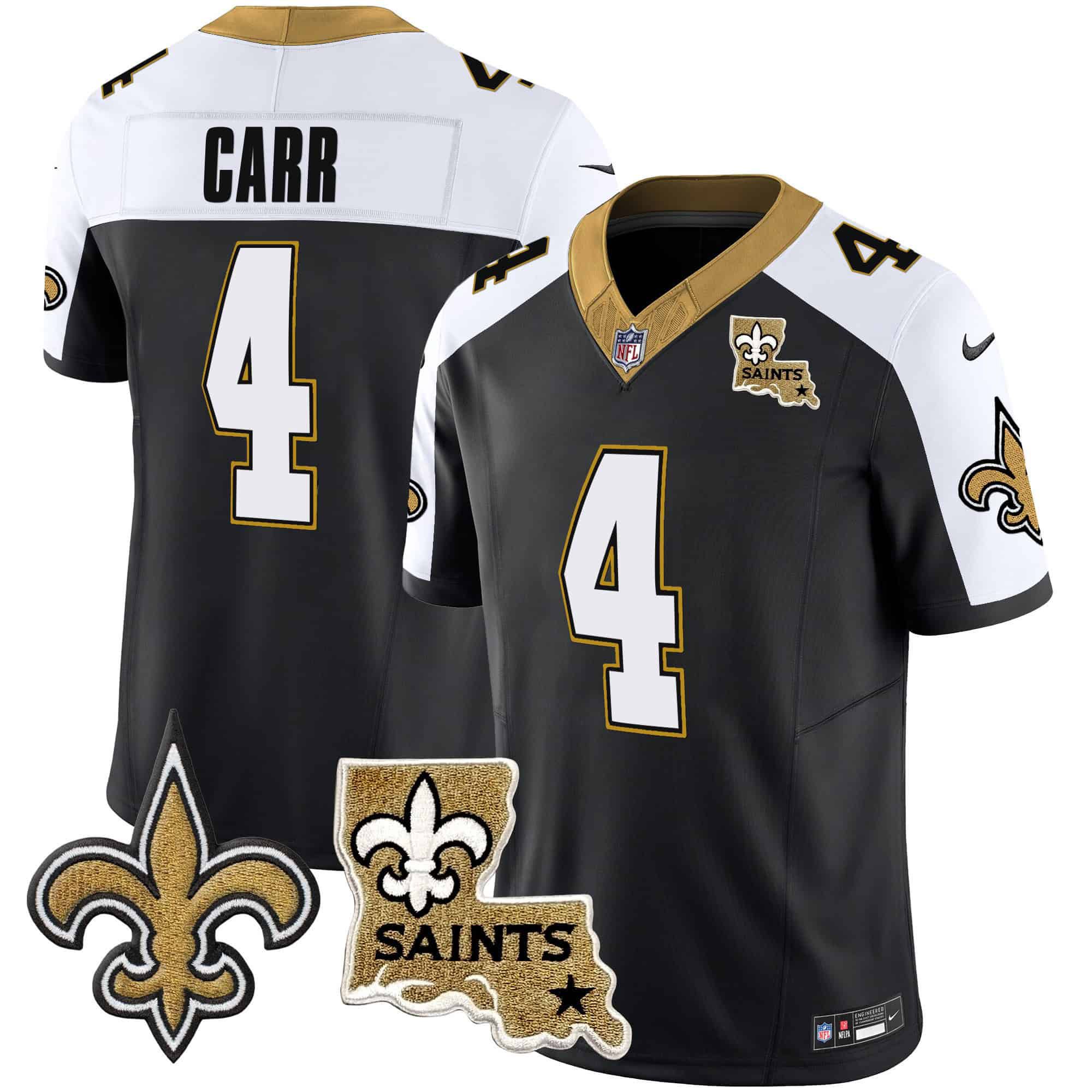 Men New Orleans Saints 4 Carr Black 2024 Nike Vapor Limited NFL Jersey